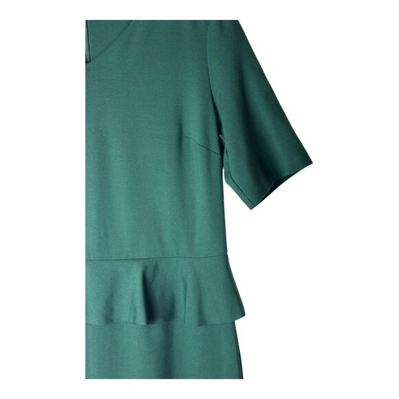 Talbots Dress Women 10 Green Refined Ponte Knit Peplum Sheath Knee Length Preppy - Picture 5 of 11